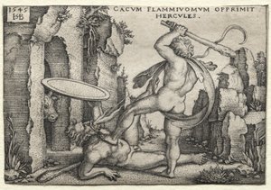 The Labors of Hercules: Hercules Killing the Giant Cacus af Hans Sebald Beham