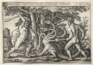 The Labours of Hercules: Hercules Killing the Lernean Hydra af Hans Sebald Beham