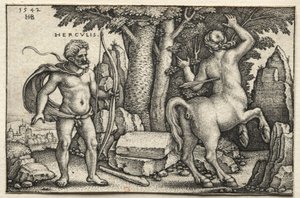 The Labors of Hercules: Hercules Shooting Nessus, 1542. af Hans Sebald Beham