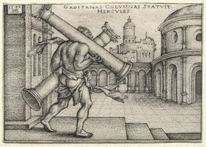 The Labors of Hercules: Hercules and the Columns of Gades, 1545. af Hans Sebald Beham