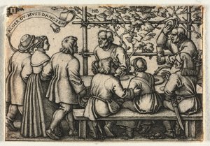 Bondebrylluppet eller de tolv måneder: nr. 8 af Hans Sebald Beham