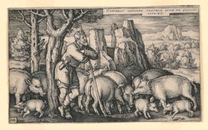 Den fortabte søn blandt svin af Hans Sebald Beham