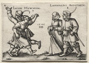 Landsbyens bryllup: Jacob Hewmon / Lawrencius Augstmon af Hans Sebald Beham