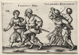 Landsbyens bryllup: Philipus Mei / Johannes Brachmon af Hans Sebald Beham
