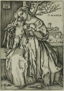 Jomfruen og barnet med papegøjen af Hans Sebald Beham