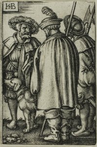 Tre soldater og en hund af Hans Sebald Beham