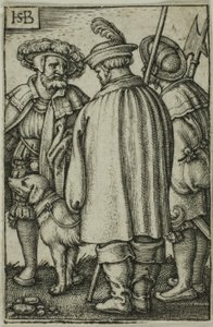 Tre soldater og en hund af Hans Sebald Beham