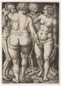 Tre kvinder og døde, ca. 1546-50 af Hans Sebald Beham