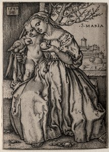 Jomfru med papegøjen, 1549. af Hans Sebald Beham