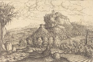 Landskab med et slot i midten, 1553.