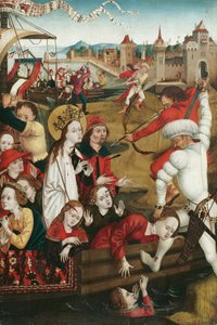 Martyrium af St. Ursula og hendes ledsagere (forside); Nederste halvdel af en helgenfigur (omvendt) af Hans Siebenbürger