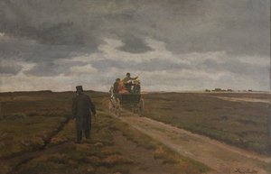 Hedelandskab med en dagvogn