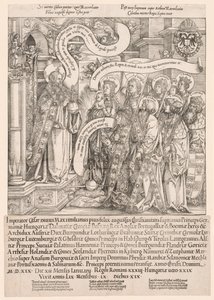 Maximilian præsenteret af sine skytshelgener til den Almægtige, 1519.