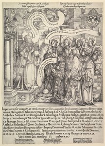 Maximilian præsenteret af sine skytshelgener til den Almægtige, 1519.