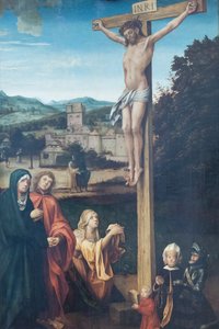 Kristus korsfæstet med Maria, Johannes, Maria Magdalena og mæcener