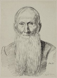 Buste af en gammel mand med langt skæg af Hans Thoma