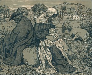Hvil under flugten til Egypten, c1897 af Hans Thoma