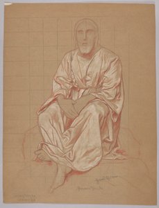 Siddende Kristus, bagside: gentagelse af den samme figur af Hans Thoma