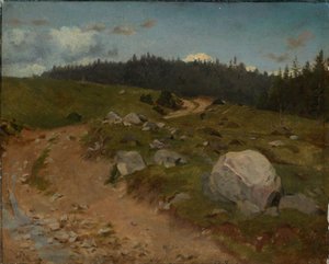 Stenet sti ved skovkanten af Hans Thoma