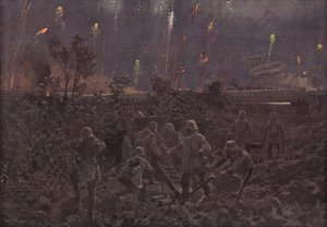 Natangreb (farve litho) af Hans W. (after) Schmidt