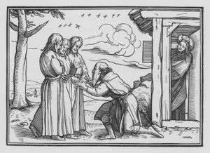 Abraham underholder tre engle, 1. Mosebog XVIII, 2 af Hans after Holbein the Younger