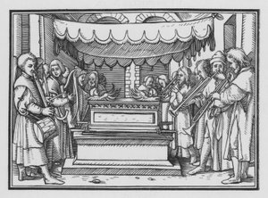 David udnævner et band af sangere og musik til at prise Herren, 1 Chronicles XVI, 4 af Hans after Holbein the Younger