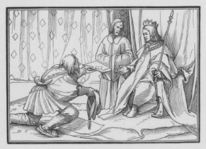 Hiram Sendeth for at lykønske Salomon, 1. Kongebog V, 1 af Hans after Holbein the Younger