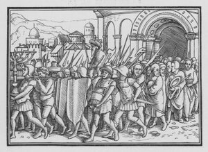Shishak ødelægger Jerusalem, 2 Krønikebog XII, 9 af Hans after Holbein the Younger