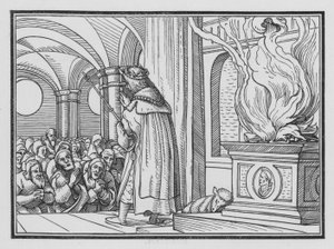 Salomon velsigner folket og priser Gud, 2 Krønikebog VI, 12 af Hans after Holbein the Younger