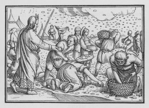 Israelitterne knurrer af mangel på brød, Anden Mosebog XVI, 4 af Hans after Holbein the Younger