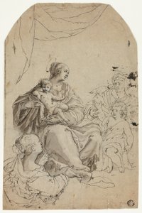 Madonna med barn og helgenerne Elizabeth, Johannes og Anne af Hans von Aachen
