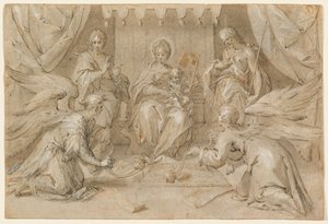 Madonnaen troner med Johannes Døberen og Sankt Johannes Evangelisten af Hans von Aachen