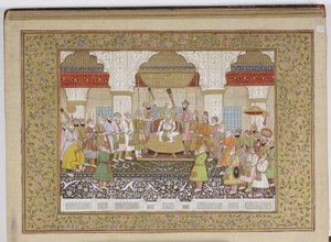 Album af Mughal-dynastisk genealogi, 1855 (ugennemsigtig wc og guld på papir) af Haqim Ahasan Ullah Khan