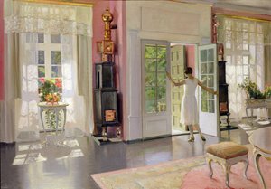 Interiør (olie på lærred) af Harald Slott-Moller