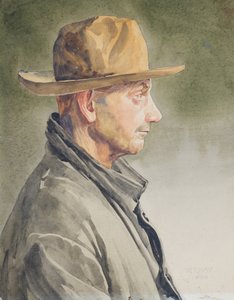 Selvportræt, 1920 (wc på papir)