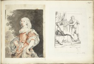 Portræt af en kvinde og Venus, Amor og Mars af Harmen ter Borch (possibly)