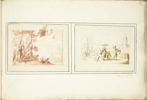 Hyrde med sit kvæg og gadebillede af Harmen ter Borch (signed by artist)