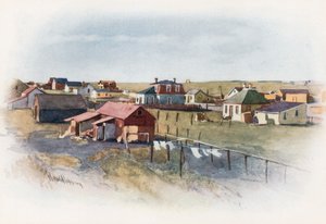 En prærieby, Gleichen, Alberta af Harold Copping