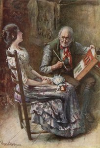 Bertha og hendes far (farve litho) af Harold Copping