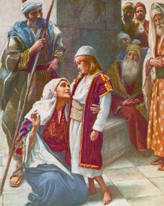 "Vidste du det ikke" Lukas, 2, 49 (farvelitografi) af Harold Copping