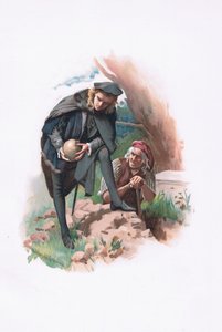 Hamlet og graveren, illustration fra Hamlet af Harold Copping