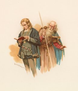 Hamlet læser, med Polonius bagved af Harold Copping
