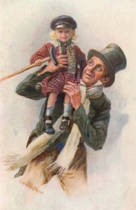 Illustration til A Christmas Carol af Charles Dickens (litografi i farver) af Harold Copping