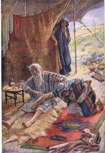 Isaac velsigner sin søn Jacob, illustration fra Pictures That Teach The Crown Series, 1920 af Harold Copping