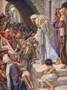 Det Nye Testamente: Helbredelse af de syge (farvelitografi) af Harold Copping