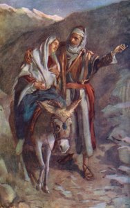 Det Nye Testamente: Flugten til Egypten (farvelitografi) af Harold Copping
