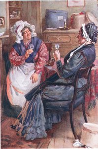 Sarah Gamp og Betsey Prig, illustrationer til Character Sketches fra Dickens kompileret af B.W. Matz, 1924 af Harold Copping