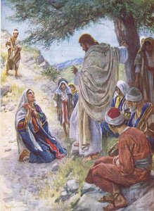 The faith of Martha, illustration fra Pictures That Teach The Crown Series, 1920 af Harold Copping