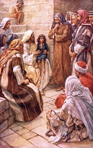 Det lille barn satte sig i deres midte af Harold Copping