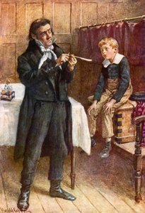 Wackford Squeers and the New Pupil (farve litho) af Harold Copping